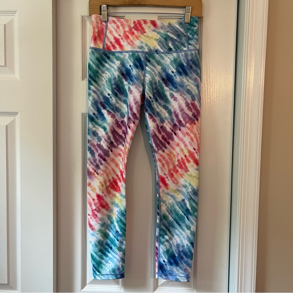 Athleta leggings women size S rainbow the dye love proudly 7/8